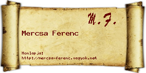 Mercsa Ferenc névjegykártya